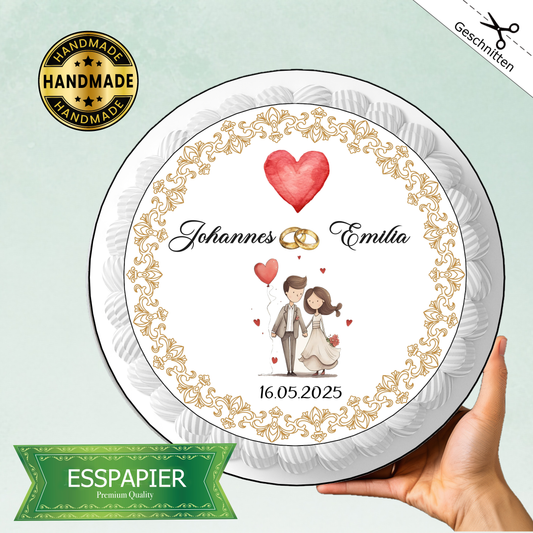 Tortenaufleger Hochzeit gezeichnetes Paar