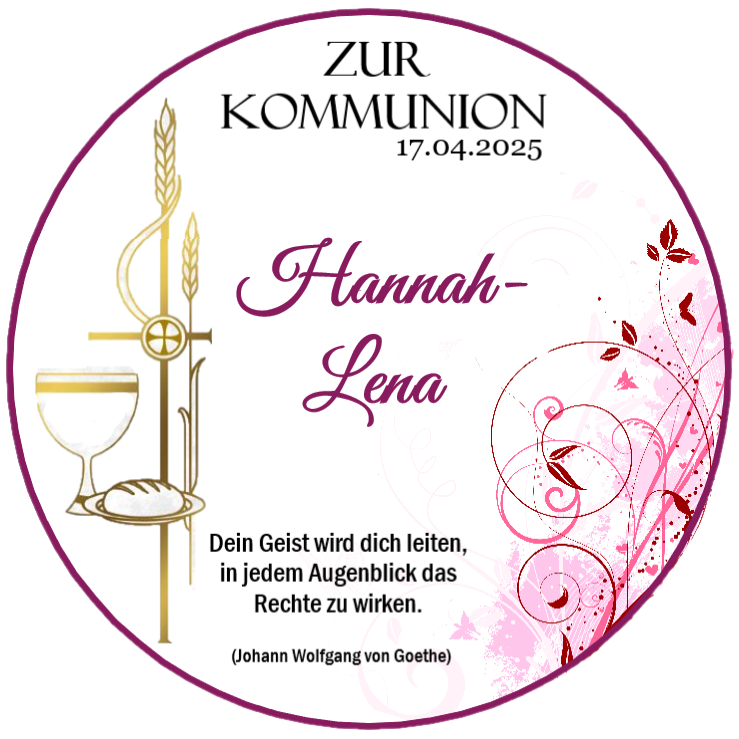Tortenaufleger Kommunion rosa-pink-gold