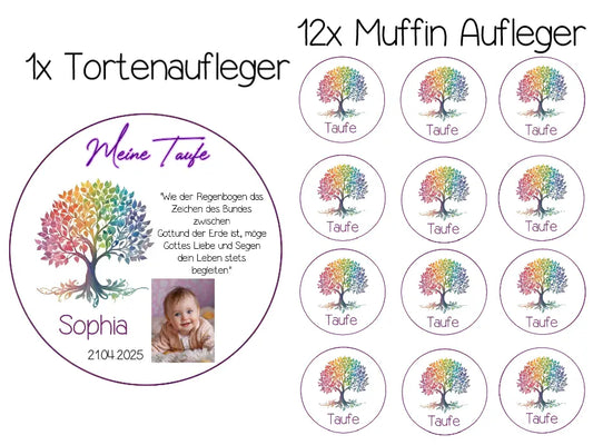Tortenaufleger Set Taufe mit Lebensbaum - Funny Bake