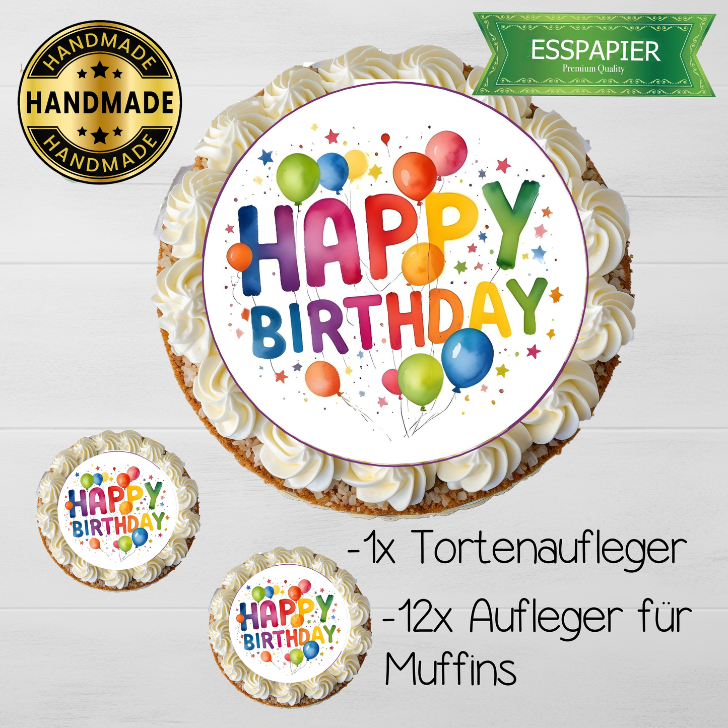 Tortenaufleger Set Happy Birthday "bunt"