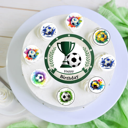 Tortenaufleger+Muffin Aufleger Fußball Happy Birthday