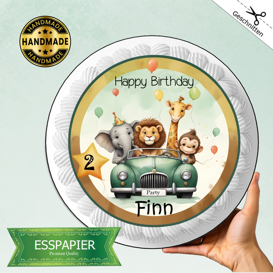 Tortenaufleger Safaritour zum Geburtstag