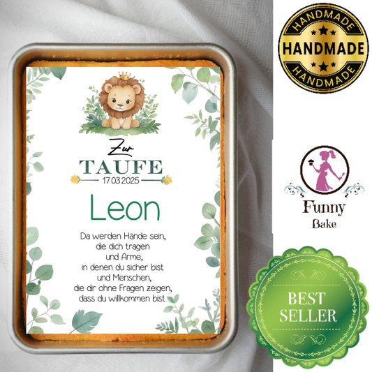 Tortenaufleger Taufe mit Löwe Rechteckig