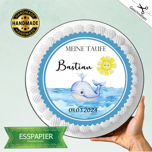 Tortenaufleger "Meine Taufe" Walfisch
