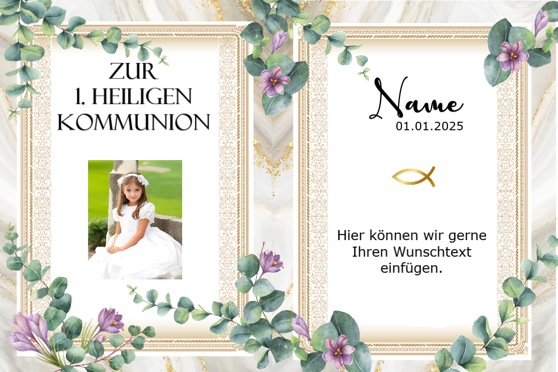 Tortenaufleger Kommunion mit Bild Blechkuchen