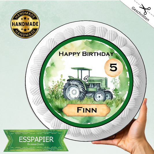 Tortenaufleger Traktor grün