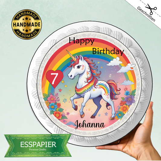 Tortenaufleger Einhorn - bunt Happy Birthday