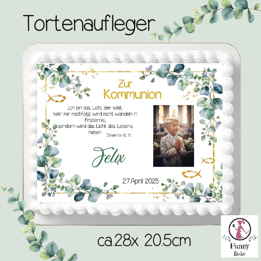 Tortenaufleger Kommunion mit Bild