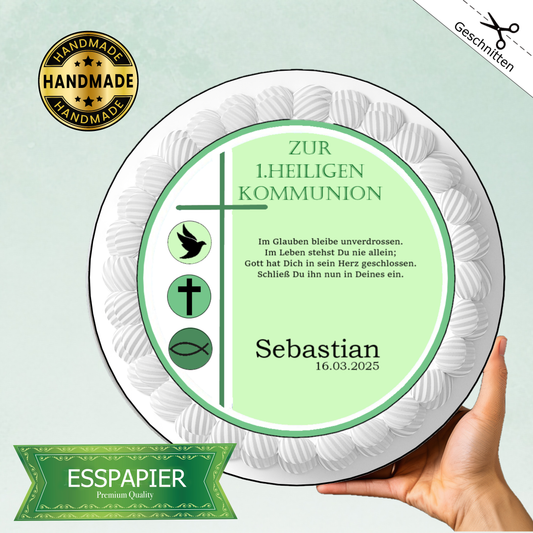 Tortenaufleger Kommunion - grüntöne