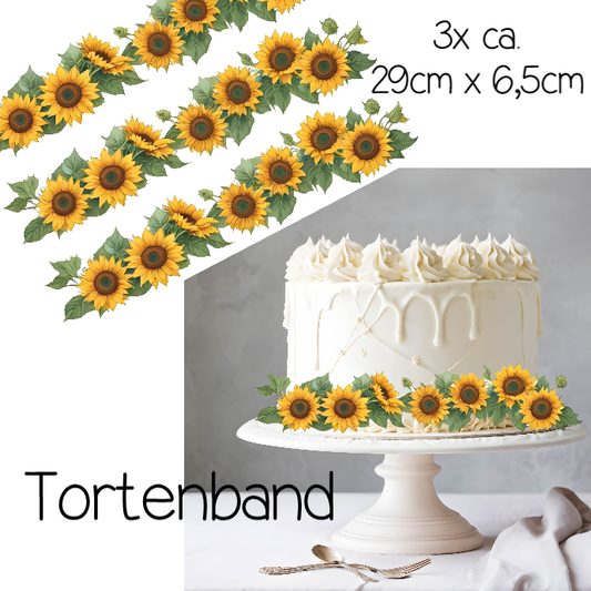 Tortenband Sonnenblumen mit grün