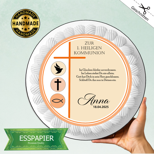 Tortenaufleger Kommunion - Orange