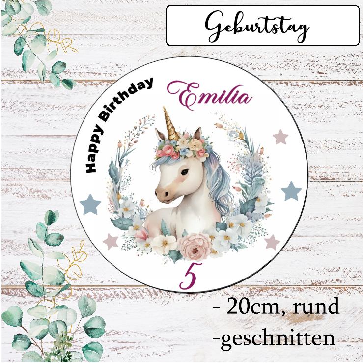 Tortenaufleger Einhorn Version 2