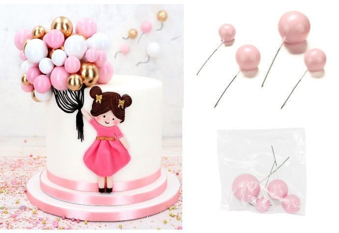 Kugeln rosa 4St. Tortenstecker Bubbles