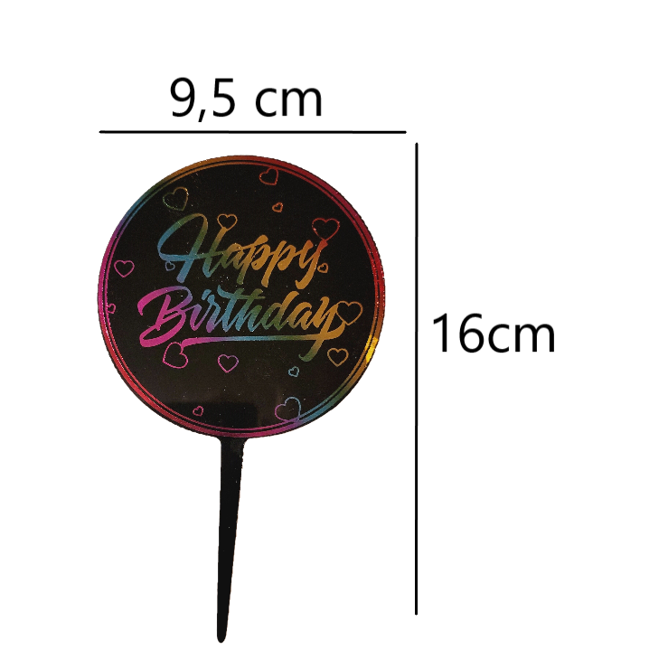 Tortenstecker Happy Birthday schwarz