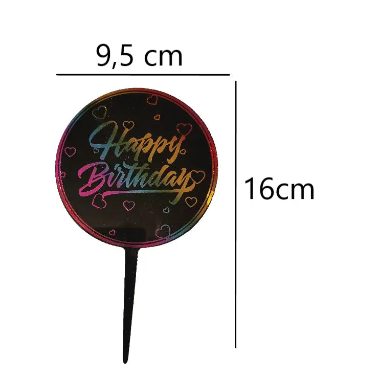 Tortenstecker Happy Birthday schwarz - Funny Bake