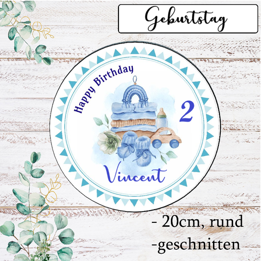 Tortenaufleger-essbar-blau-Baby-Motive-Name-Happy-Birthday