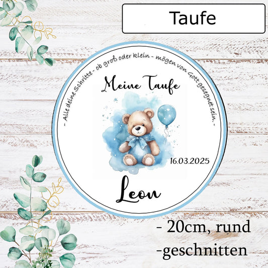 Tortenaufleger-essbar-blau-Taufe-Bär-Teddy-Torte-Kuchen