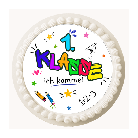 Tortenaufleger Einschulung – 1. Klasse ich komme!