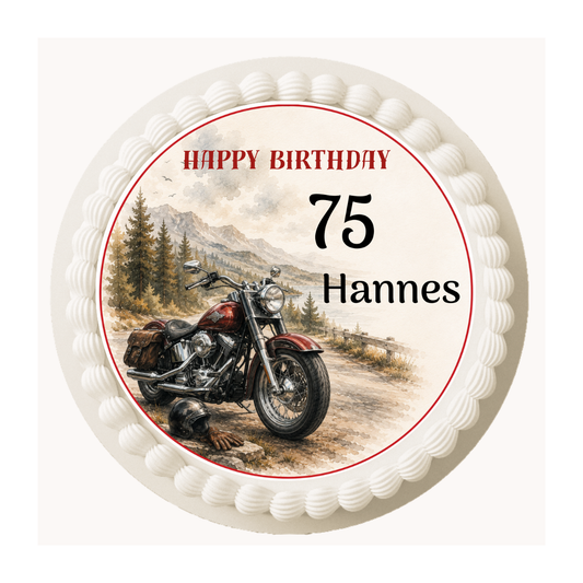 Tortenaufleger Happy Birthday Biker & Motorradliebhaber – personalisiert