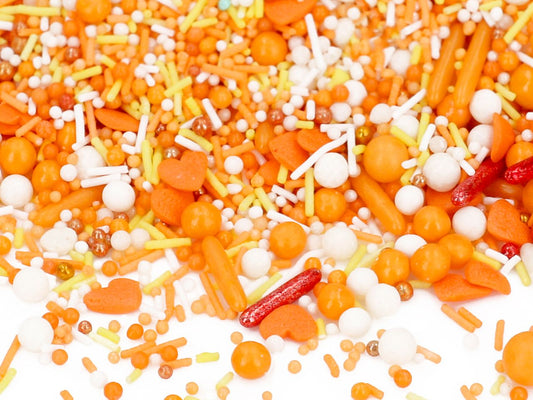 Zucker-Streusel-Sprinkles-Orange-Herz-Halloween-Weiß-Perlen-Happy-Birthday