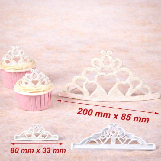 Größenvergleich Diadem Ausstecher klein und groß für Fondant mit Muffins