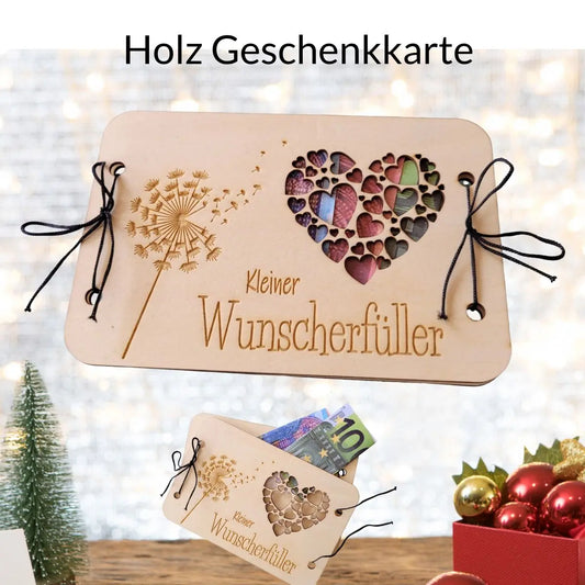 Kleiner Wunscherfüller - Geldgeschenkkarte aus Holz - Funny Bake