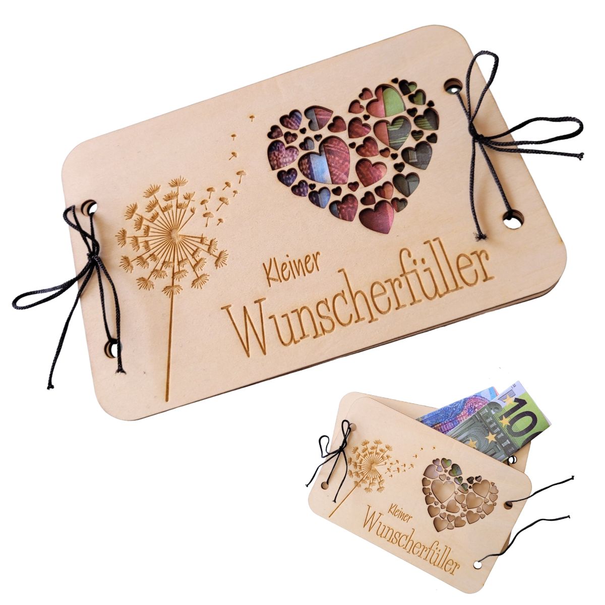 Kleiner Wunscherfüller - Geldgeschenkkarte aus Holz