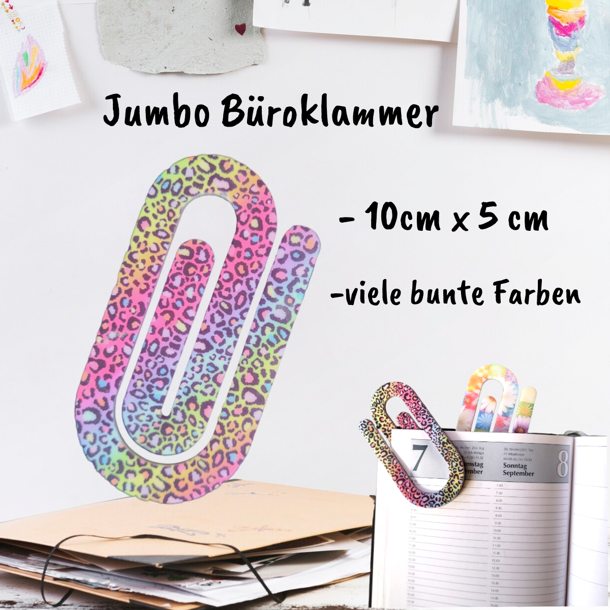 Jumbo Büroklammer aus Acryl - verschiedene Muster