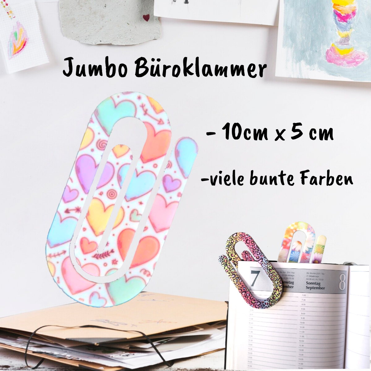 Jumbo Büroklammer aus Acryl - verschiedene Muster