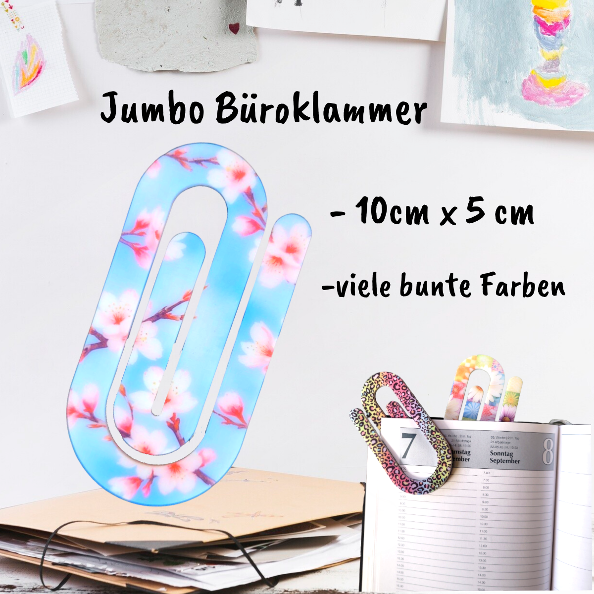 Jumbo Büroklammer aus Acryl - verschiedene Muster
