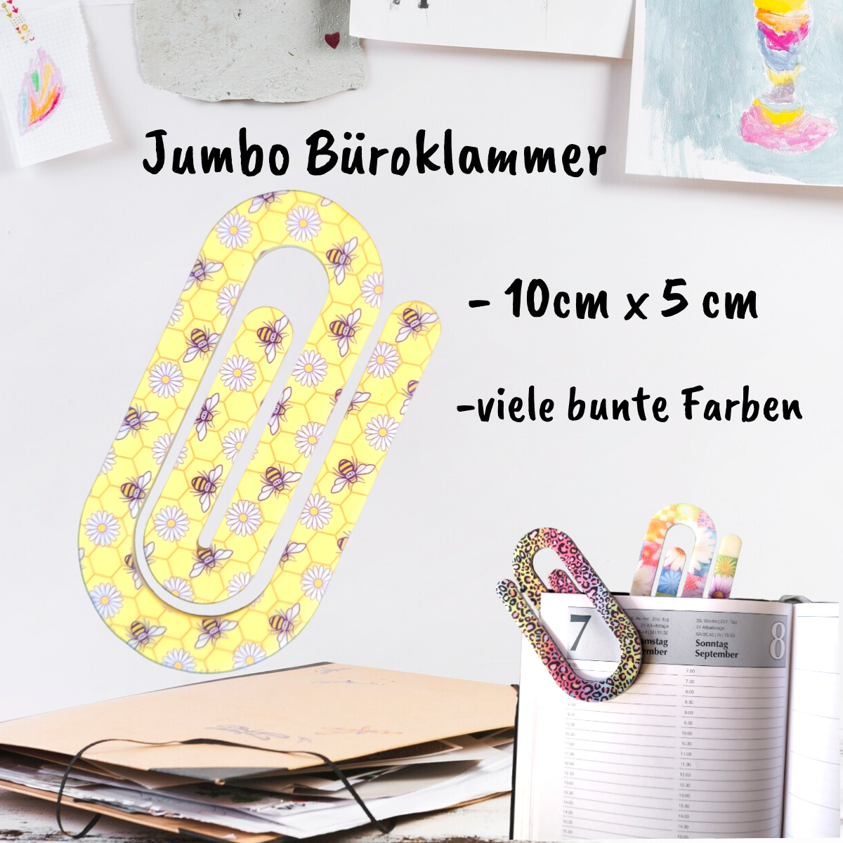 Jumbo Büroklammer aus Acryl - verschiedene Muster