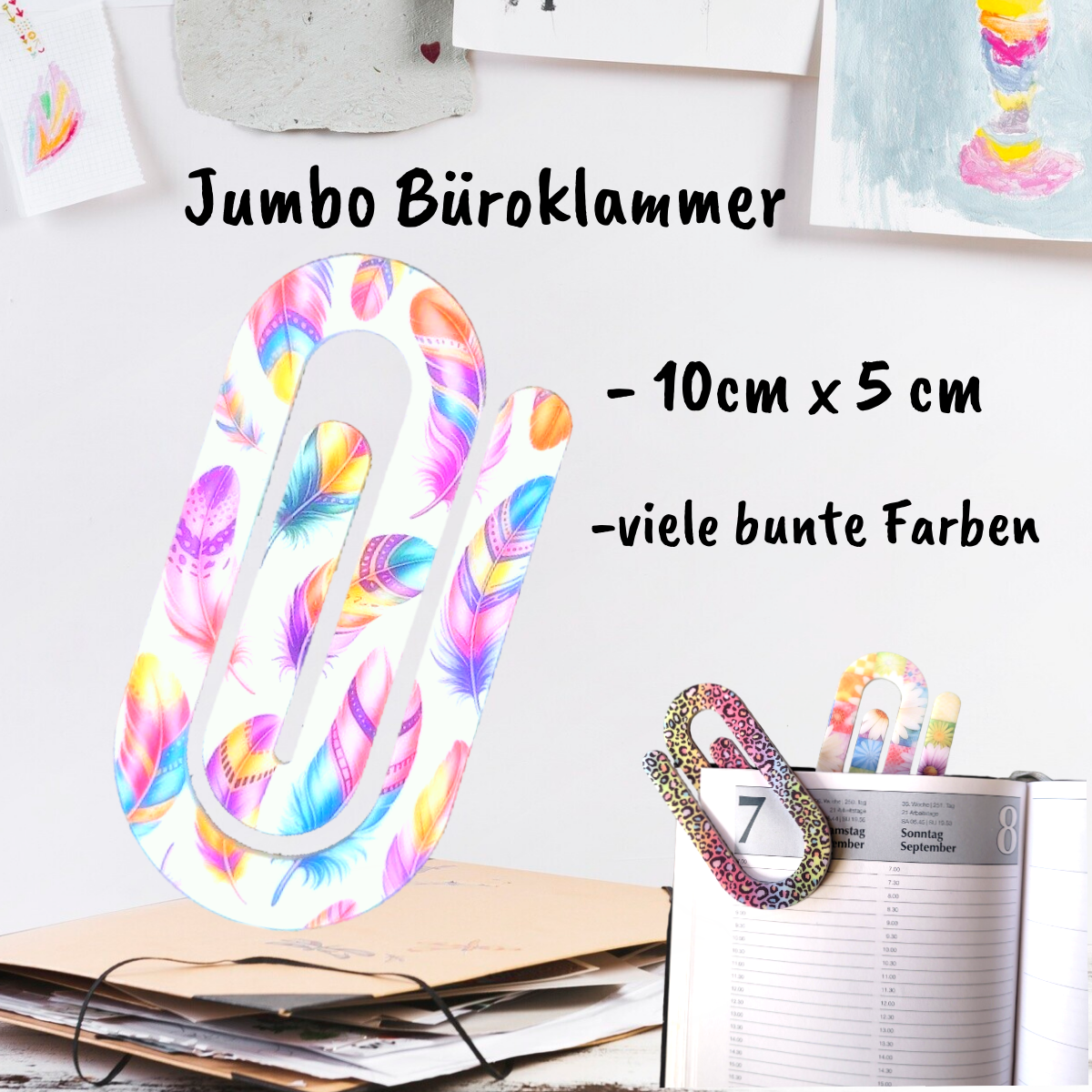 Jumbo Büroklammer aus Acryl - verschiedene Muster