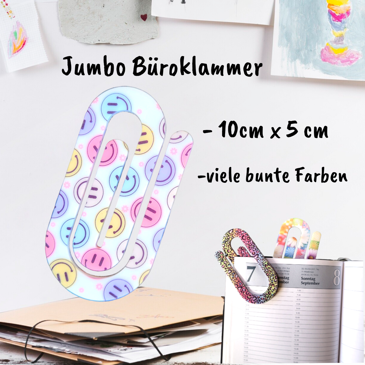 Jumbo Büroklammer aus Acryl - verschiedene Muster