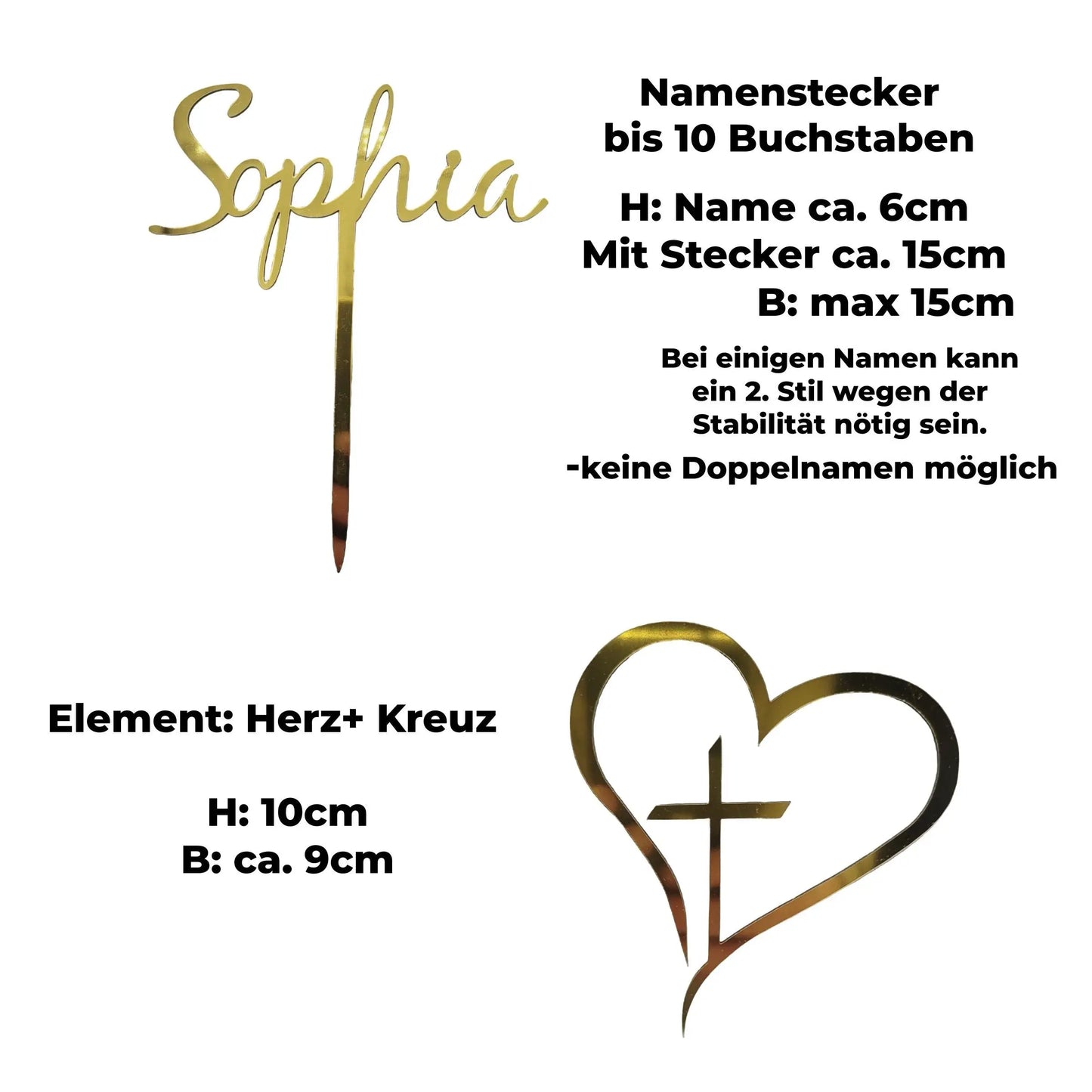 Tortenstecker Name+ Symbol Herz - Funny Bake