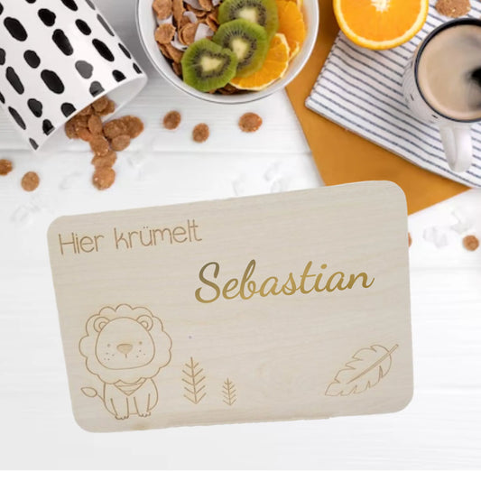 Frühstücksbrett Löwe mit Name - Funny Bake