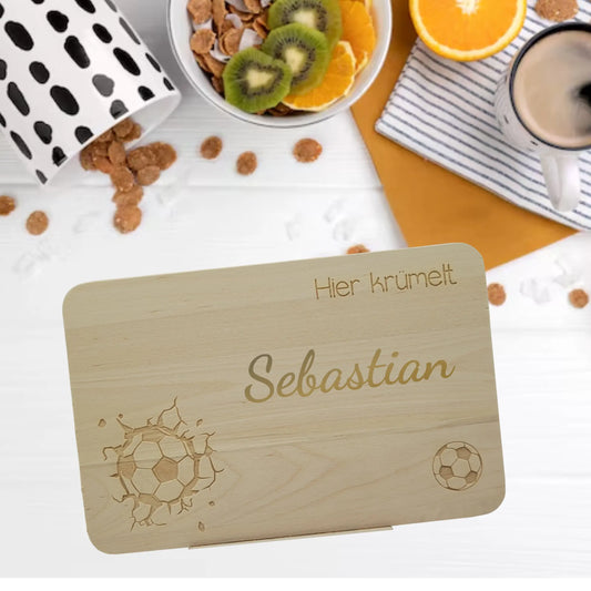 Frühstücksbrett Fußball mit Name - Funny Bake