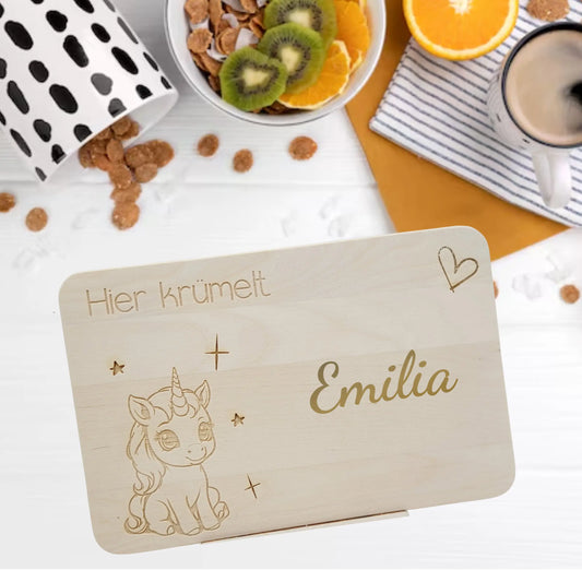 Frühstücksbrett Einhorn mit Name - Funny Bake