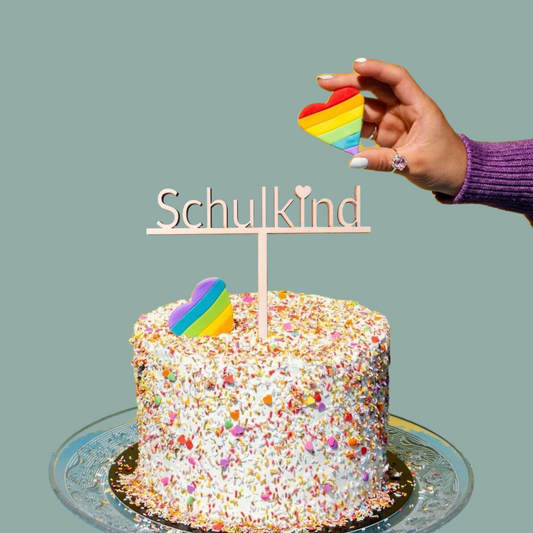 Tortenstecker Schulkind mit Herz