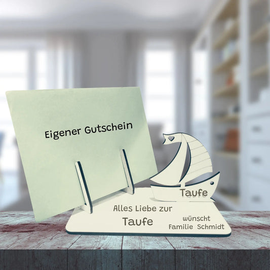 Kartenhalter für Gutschein Taufe Boot - Funny Bake