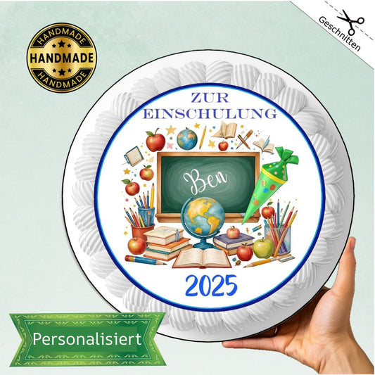 Tortenaufleger Zur Einschulung mit Globus