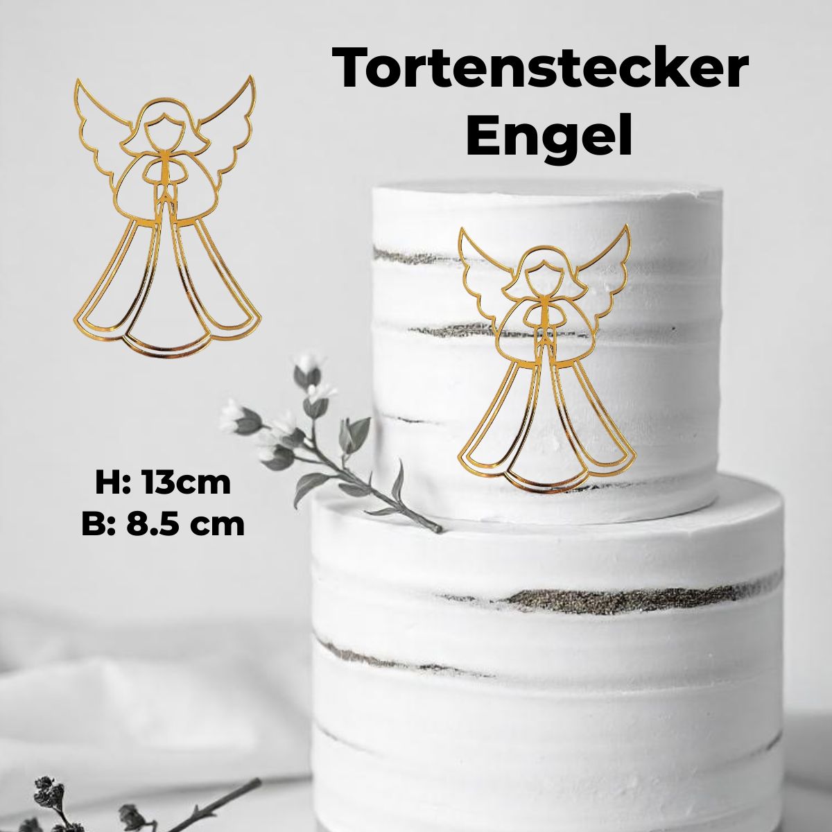 Tortenstecker Engel "Line Art"