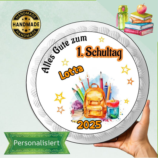 Tortenaufleger Einschulung -orangetöne