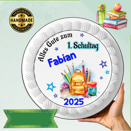 Tortenaufleger Zur EInschulung -blautöne