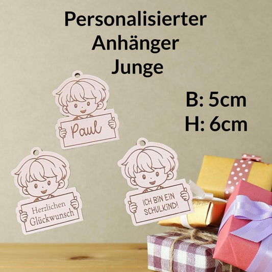 Anhänger Schulanfang Junge, personalisiert