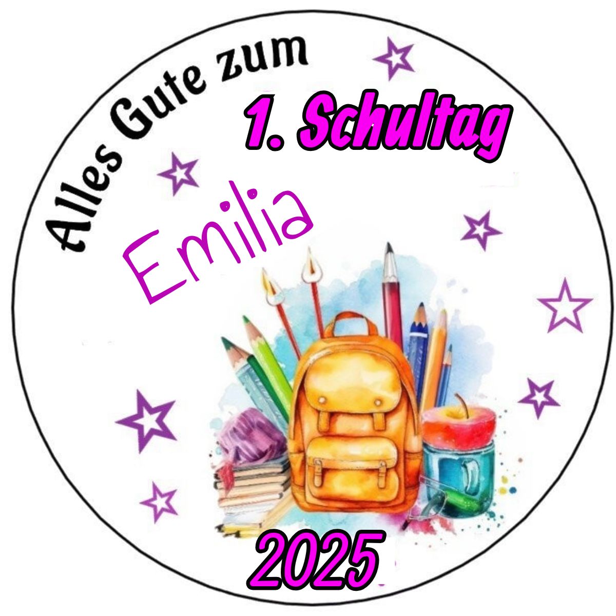 Tortenaufleger Einschulung pink