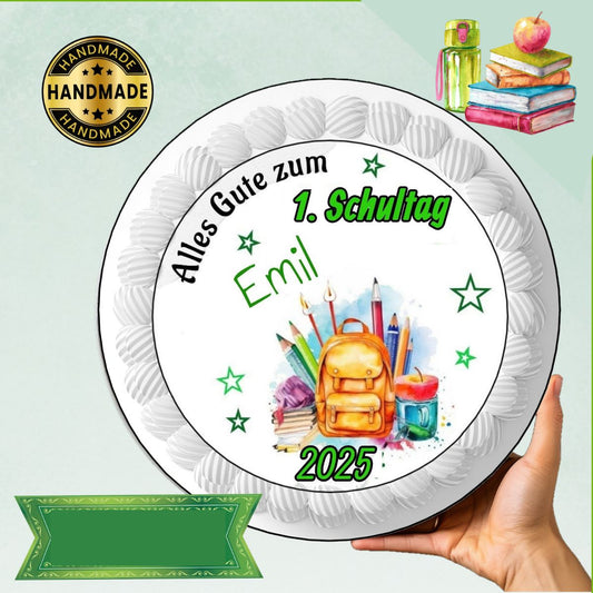 Tortenaufleger Einschulung -grüntöne