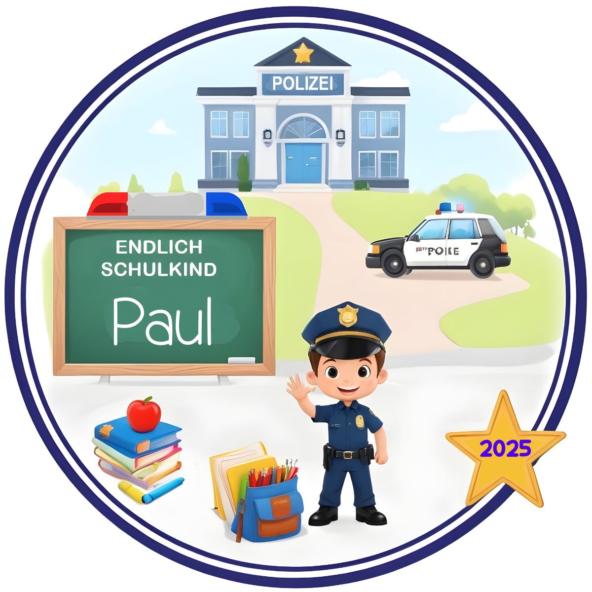 Tortenaufleger Einschulung Polizei
