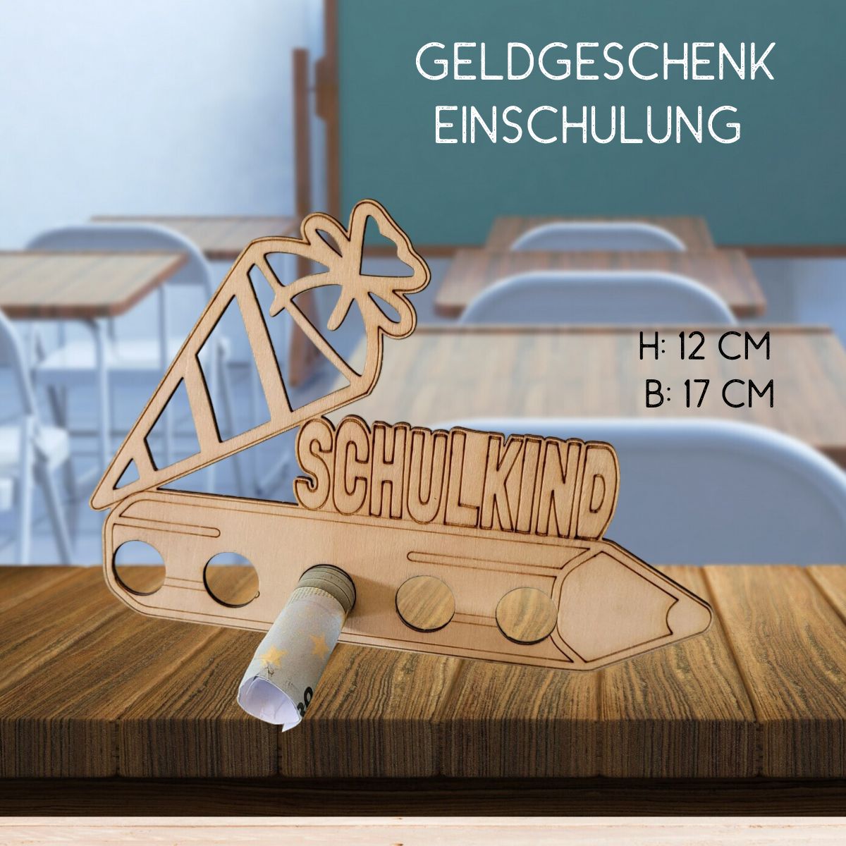 Geldgeschenk Einschulung- einfacher Aufsteller Schultüte