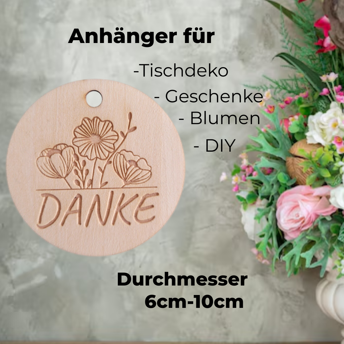 Geschenkanhänger Danke - Blumen