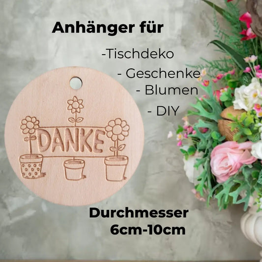 Geschenkanhänger Danke mit Blumentopf - Funny Bake